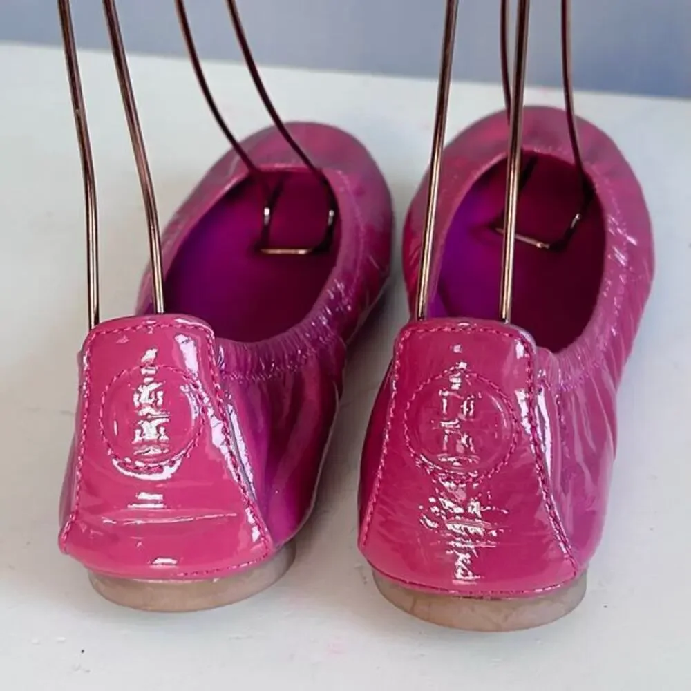 Tory Burch ballet flats size 7 pink Mini Packable patent leather lightweight‎